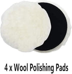 IPELY 6 Pcs 6 Inch Wool Polishing Buffing Pad Polishing Buffing Wheel for Drill Buffer Attachment with M14 Drill Adapter