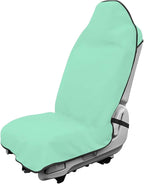 Car Towel Seat Cover, Waterproof Sweating Non-Slip Premium Soft Towel Carseat Protector, Universal Machine Washable Car Truck SUV Front Seat Cover for Gym Workout Beach Hiking (Mint Green)