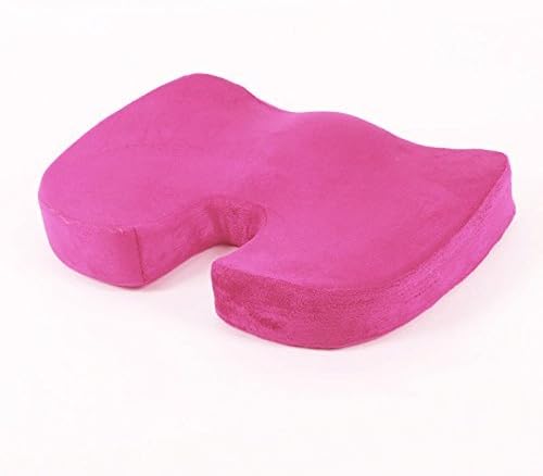 Bookishbunny 2pc Memory Foam Seat Chair Waist Lumbar Back Support Cushion Pillow Car Office Home (Hot Pink)