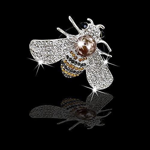 Shiny Bee Vent Clips, Crystal Bee Air Freshener Vent Clip Car Bling Interior Decoration Rhinestone Car Bling Accessories (Silver)
