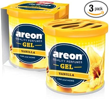 AREON GCK09 Car Perfume GEL Air Freshener Long Lasting Scent for Car or Home Odor Eliminator - VANILLA (Pack of 3)