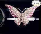 Bling Crystal Car Fragrance Butterfly Car Diffuser Air Freshener with Vent Clip (Pink)