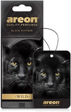 AREON WILD - Hanging Custom Cute Funny Car Air Freshener for Home & Office - Premium Cologne Perfume with Natural Fragrances - Long Lasting, Fresh, Luxurious Scent - Stylish Design - Black Panther