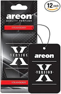 AREON X AXV06 Hanging Best Car Air Freshener Strawberry Scent, Paper Hanging Ornaments, Long Lasting Scent for Car or Home 12 Pack