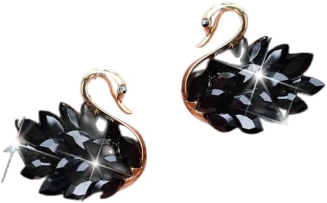 Katutude 2 Pcs Crystal Swan Car Air Vent Clips with Fragrance Tablets, Car Diffuser Air Freshener Vent Clips Air Conditioner Outlet Clip Charm Bling Car Interior Decoration, Black