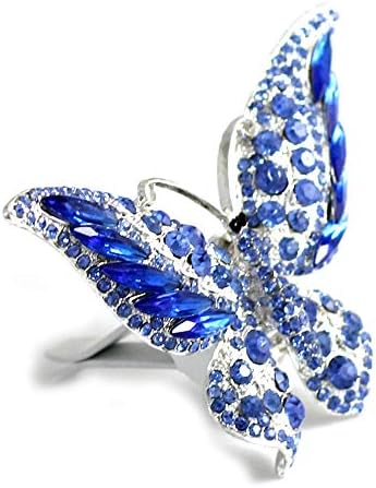 Bling Crystal Car Fragrance Butterfly Car Diffuser Air Freshener with Vent Clip (Blue)