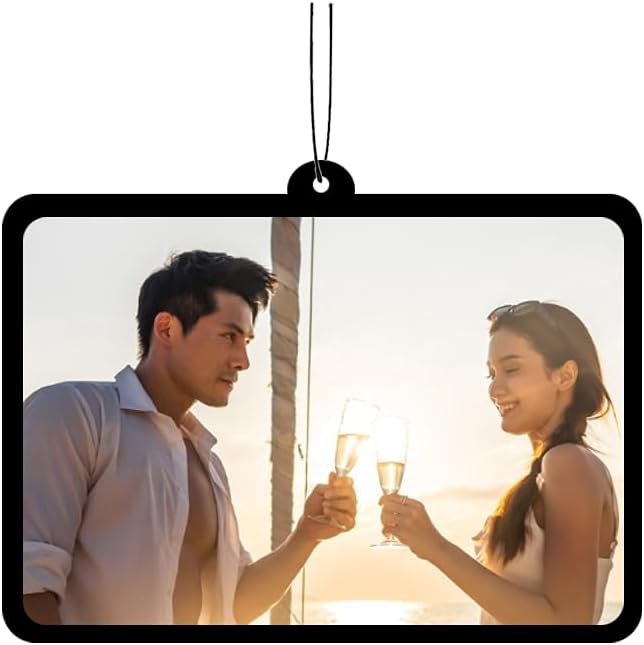 Personalized Photo Car Air Freshener – Custom Double-Sided Print – Fresh Linen Scent – Eco-Friendly, Long-Lasting Fragrance – For Family, Friends, Lovers (Movie)