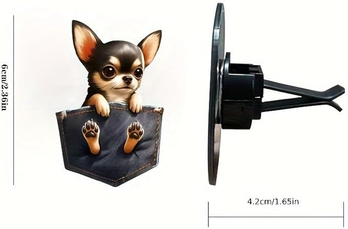 2-Piece Cartoon Dog 2D Acrylic Car Air Vent Decoration & Solid Air Freshener – Fun & Cute Dog Design for Car AC Vents, Long-Lasting Fragrance, Perfect Car Accessory
