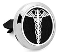 Regular Size (Medical) 30mm Car Aromatherapy Essential Oil Diffuser Stainless Steel Locket Air Freshener with Vent Clip 7 Pads 1 Oil Included