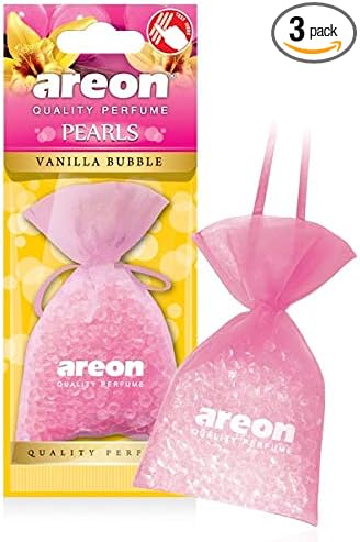 AREON Pearls I Car & Home Hanging Air Freshener I Quality Perfume I Vanilla Bubble (Pack of 3)