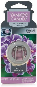 Yankee Candle Smart Scent Auto Vent Clip, Wild Orchid, Car Air Freshener Odor Neutralizer and Tropical Floral Fragrance for Automotive Vents, Long Lasting, 1 Count (Pack of 4)