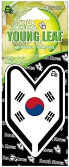 Treefrog Young Leaf Fresh Honeydew Melon scent 5-Pack, South Korea Flag Car Hanging Air Freshener
