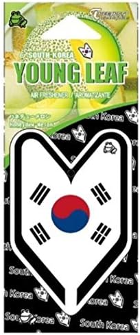 Treefrog Young Leaf Fresh Honeydew Melon scent 5-Pack, South Korea Flag Car Hanging Air Freshener