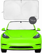 Kinder Fluff Windshield Sunshade for Tesla 3 & Y | Patented Car Sun Protection - Certified 99% UVR Block - Cool Car Interior | Foldable Sun Visor Cover | Automotive Accessories for Summer