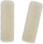 Soft & Cozy Australian Sheepskin Car Seat Belt Covers,2 Pack Fluffy Seatbelt Pads, Genunie Sheepskin Fur Shoulder Straps Cushions for Adults Kids Women and Men (Beige White)
