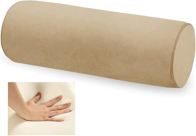 Memory Foam 16x6 Neck Pillow for Sleeping, Neck Pain Relief, Side Back Stomach Sleeper, Car or Office Chair Sofa,Support Pillow with Soft Velvet Pillowcase (Light Coffee)