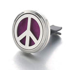 (Peace) 30mm Car Aromatherapy Essential Oil Diffuser Stainless Steel Locket Air Freshener with Vent Clip 7 Pads 1 Oil Included