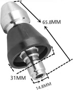 Pressure Washer Sewer Jetter Nozzle with Stainless Steel, Durable Design Sewer Jet Nozzle,Pressure Drain Jetter Hose Nozzle,3/8'' Quickly Connector, 5000 PSI Orifice 6.5