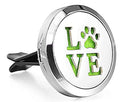 (Love Paw) 30mm Car Aromatherapy Essential Oil Diffuser Stainless Steel Locket Air Freshener with Vent Clip 7 Pads 1 Oil Included