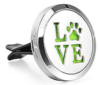 (Love Paw) 30mm Car Aromatherapy Essential Oil Diffuser Stainless Steel Locket Air Freshener with Vent Clip 7 Pads 1 Oil Included