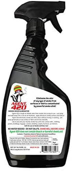 Agent 420 Odor Eliminator Trigger Spray, Black Glacier, 22 oz — Tea Tree Oil Breaks Down Smoke at the Molecular Level
