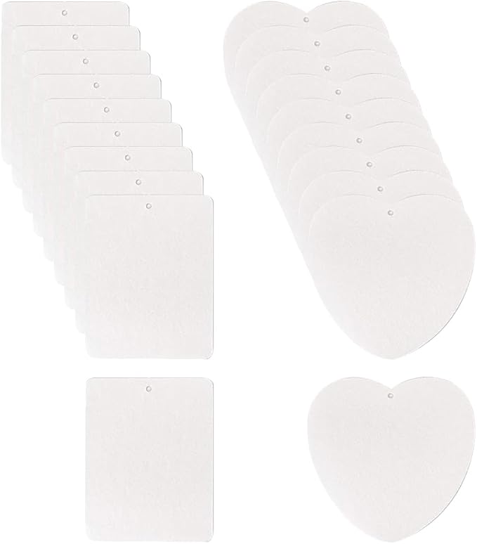 40 Pcs Felt Car Air Freshener Blanks Sublimation Air Freshener Blank Sheets Car Air Freshener Scent Pads Sublimation Blank Pendants Hanging Ornament Blanks Rectangle and Heart
