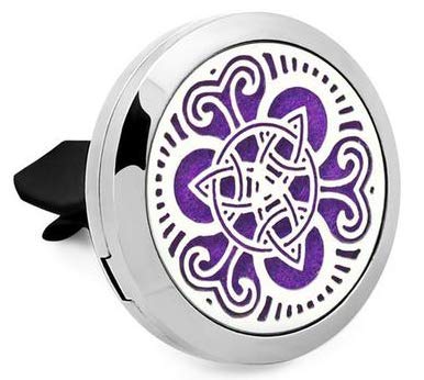 (Celtic) 30mm Car Aromatherapy Essential Oil Diffuser Stainless Steel Locket Air Freshener with Vent Clip 7 Pads 1 Oil Included