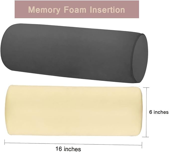Memory Foam 16x6 Neck Pillow for Sleeping, Neck Pain Relief, Side Back Stomach Sleeper, Car or Office Chair Sofa,Support Pillow with Soft Velvet Pillowcase (Dark Gray)