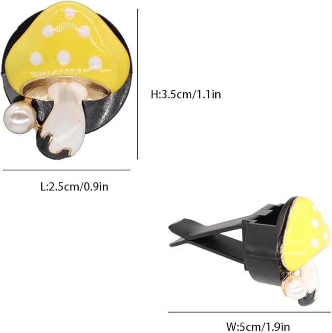 Cute Mushroom Car Air Freshener Vent Clips,4pcs Yellow Mushroom Refillable Car Air Freshener Decorative Clips Car Diffuser,Providing Bloom Car Scent