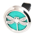(Dragon Fly) 30mm Car Aromatherapy Essential Oil Diffuse Stainless Steel Locket Air Freshener with Vent Clip 7 Pads 1 Oil Included