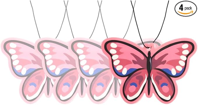 Fresh Fresheners Cute Funny Car Air Fresheners Scented With Premium Oils 4 Pack (Butterfly)