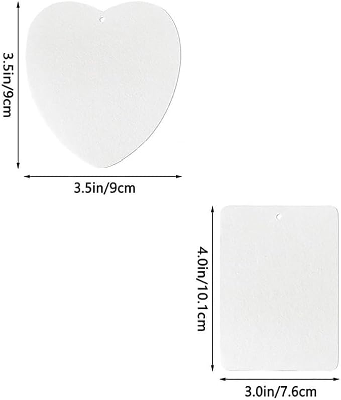 40 Pcs Felt Car Air Freshener Blanks Sublimation Air Freshener Blank Sheets Car Air Freshener Scent Pads Sublimation Blank Pendants Hanging Ornament Blanks Rectangle and Heart