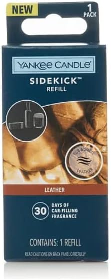 Yankee Candle Car Jar Air Freshener Sidekick Refill for Visor Clip, Vent Clip, or Pendant - Leather (1 Pack)