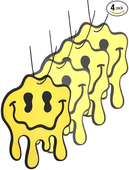 Fresh Fresheners Cute Funny Car Air Fresheners 4 Pack Scented With Premium Oils (Smiley)