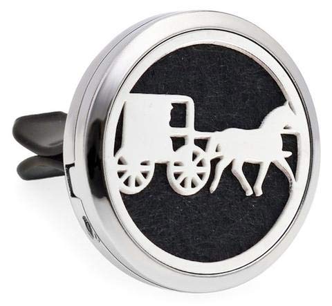 (Coach) 30mm Car Aromatherapy Essential Oil Diffuser Stainless Steel Locket Air Freshener with Vent Clip 7 Pads 1 Oil Included