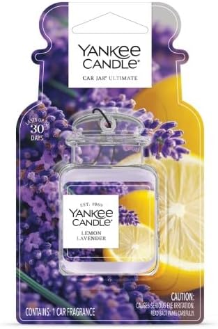 Yankee Candle Car Air Fresheners, Hanging Car Jar Ultimate, Neutralizes Odors Up To 30 Days, Lemon Lavender, 0.96 OZ (Pack of 4)