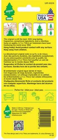 LITTLE TREES Car Air Freshener Hanging Paper Tree, Provides Long Lasting Scent for Car or Home, GOLD Multicolor