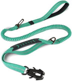 Joytale Tactical Dog Leash Heavy Duty, 4-6FT Shock Absorbing Bungee Lead with 2 Padded Handle, Metal Carabiner Clip, Car Seatbelt, Strong No Pull Leash for Medium Large X-Large Dogs, Teal