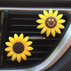 HungMieh 4 PCS Car Vent Clip Air Freshener, Car Outlet/Vent Décor Charm with Refill Pads for Dropping Fragrance, Sunflower Car Vent Decoration Accessories & Gift for Women Girls