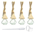4 Pack,6ml(1/5 Fl Oz) Refillable Car Essential Oil Diffuser,Empty Car Air Freshener Pendant Perfume Aromatherapy Vials-Clear Glass Bottle With Wooden Caps & Hanging String-FREE 1 Funnel&Dropper