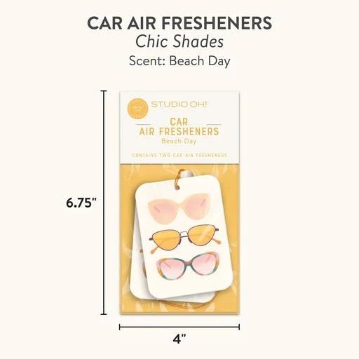 Studio Oh! Scented Hanging Car Air Fresheners - Pack of 2 - Natural & Exclusive Fragrance with DeoBoost Technology - Unique Design with Decorative Bead - Chic Shades