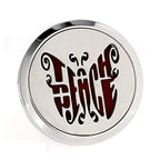 Regular Size (Teach Peace) 30mm Car Aromatherapy Essential Oil Diffuser Stainless Steel Locket Air Freshener with Vent Clip 7 Pads 1 Oil Included