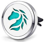Regular Size (Horse Head) 30mm Car Aromatherapy Essential Oil Diffuser Stainless Steel Locket Air Freshener with Vent Clip 7 Pads 1 Oil Included