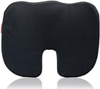Bookishbunny 2pc High Resilience Memory Foam Seat Chair Waist Lumbar Back Support Cushion Pillow Car Office Home (Black)