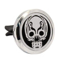 Jumbo Size (JUMBO Skull) 38mm (1-1/2 in dia.) Car Aromatherapy Essential Oil Diffuser Stainless Steel Locket Air Freshener with Vent Clip 7 Pads 1 Oil Included