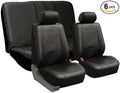 FH-PU002-1112 Classic Exquisite Leather Car Seat Covers, Airbag compatible and Split Bench, Solid Black color