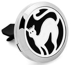 Regular Size (Cat Tail) 30mm Car Aromatherapy Essential Oil Diffuse Stainless Steel Locket Air Freshener with Vent Clip 7 Pads 1 Oil Included