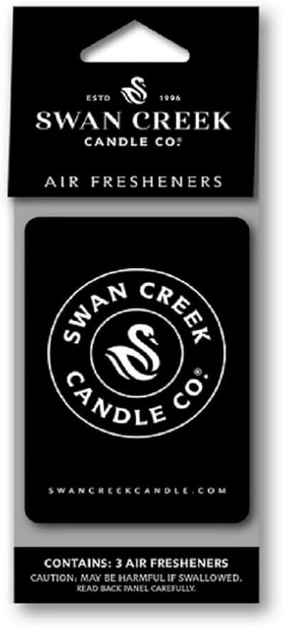 Swan Creek Candle Co. Luscious Lemon Vanilla Hanging Car Air Freshener 04165 Pack of 3, Black White