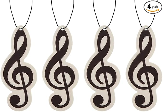Fresh Fresheners Cute Funny Car Air Fresheners 4-pack Scented With Premium Oils (Treble Clef)
