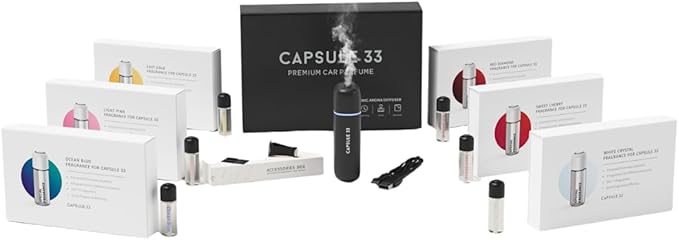 OCEAN BLUE (Masculine) Refill Fragrances for Capsule 33, 6x bottles, Masculine Luxury Car/Home Perfume, Car Perfume Diffuser, Air Fragrance